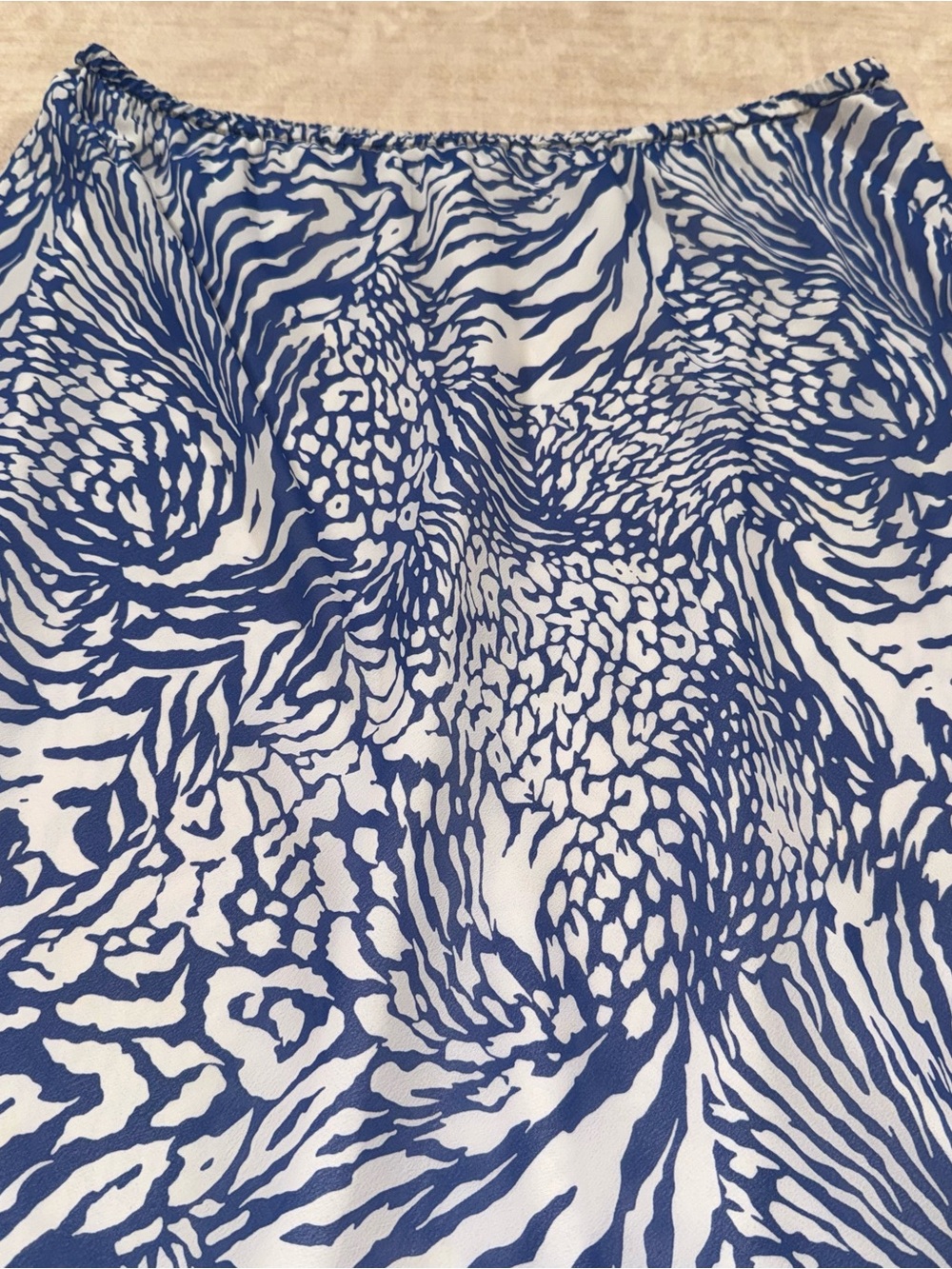 Blue & White Printed Midi Skirt — Flowy A-Line - Picture 5 of 11